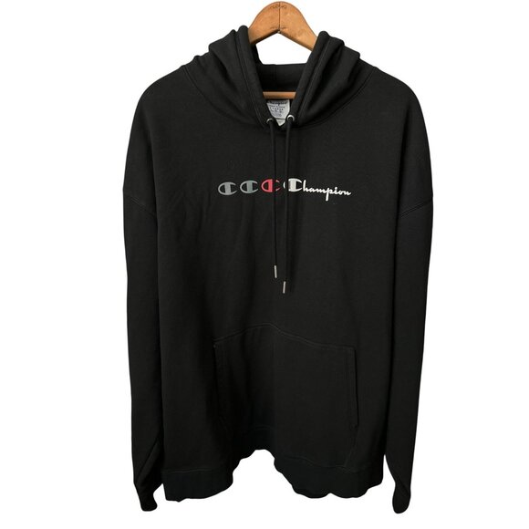 Champion Black Hoodie Logo  Classic Fleece Hoodie Cotton/Polyester Size 2X - Picture 1 of 3